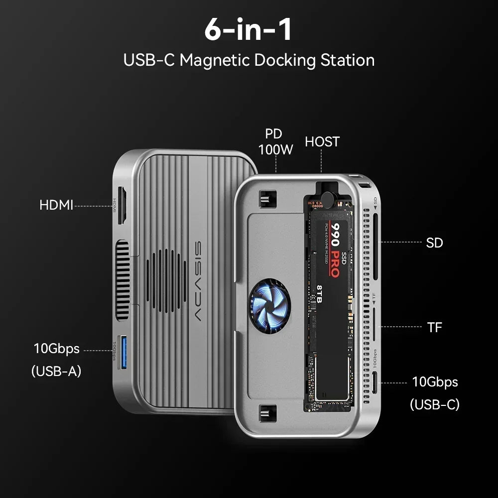 Acasis 10Gbps SSD Dock – Magnetic 4K USB-C Hub