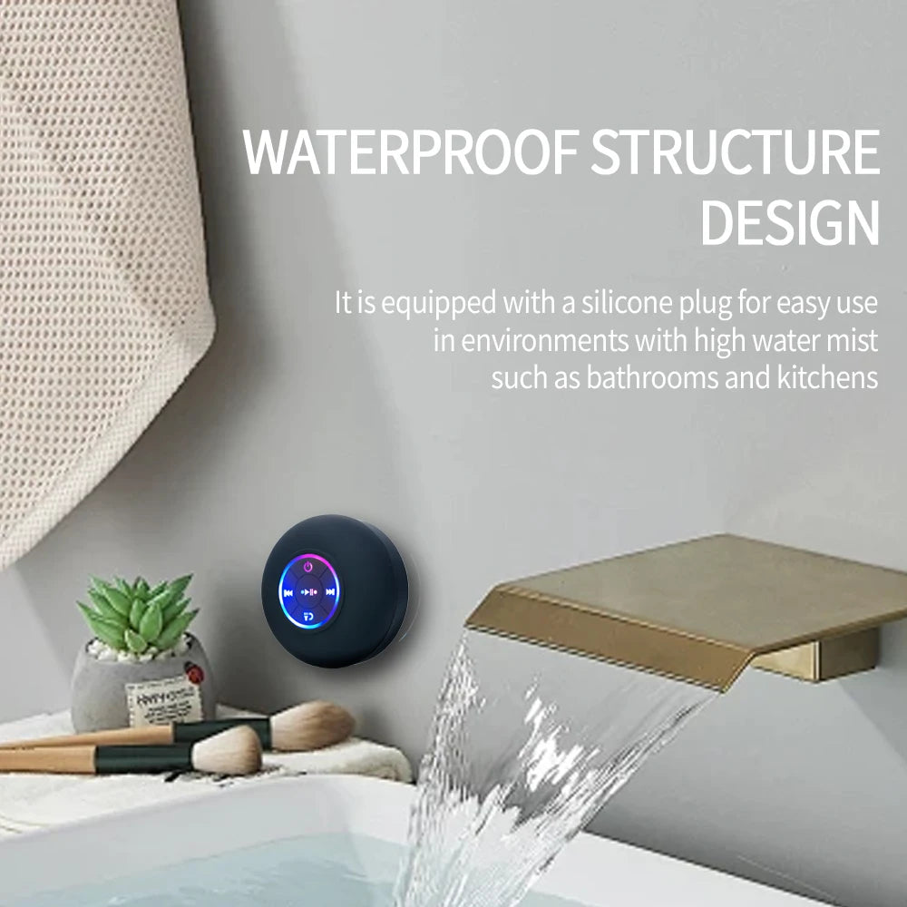 Portable Bluetooth Speaker LED Waterproof IPX4